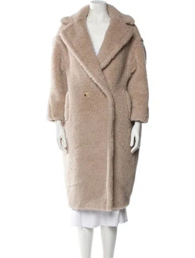 Pre-owned Max Mara Alpaca Faux Fur Coat In Neutral