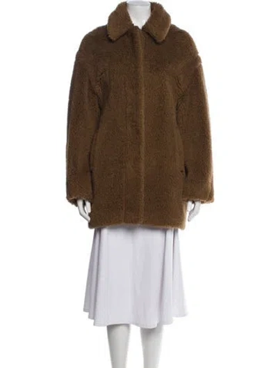 Pre-owned Max Mara Alpaca Faux Fur Coat In Neutral