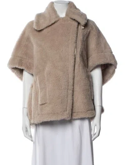 Pre-owned Max Mara Alpaca Faux Fur Coat In Neutral