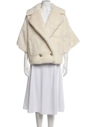 Pre-owned Max Mara Alpaca Faux Fur Coat In Neutral
