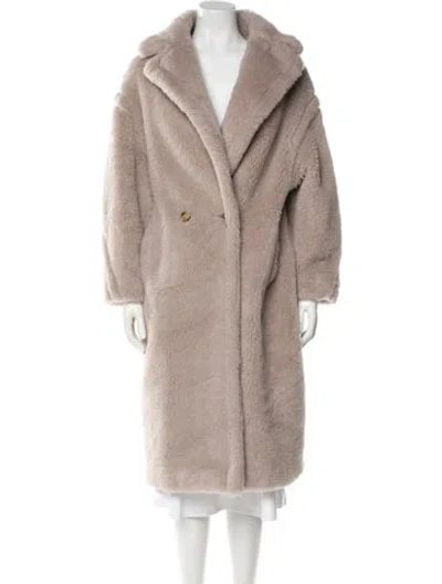 Pre-owned Max Mara Alpaca Faux Fur Coat In Neutral