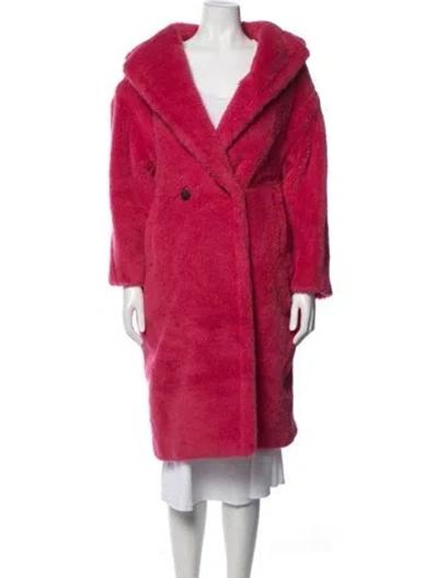 Pre-owned Max Mara Alpaca Faux Fur Coat In Pink