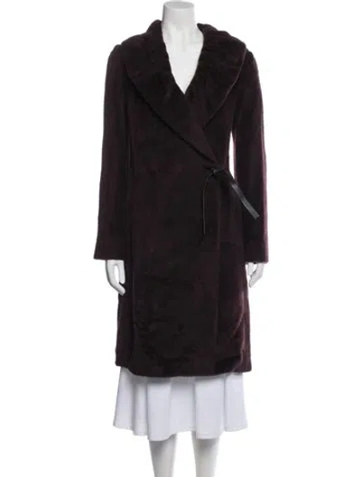 Pre-owned Max Mara Alpaca Faux Fur Coat In Purple