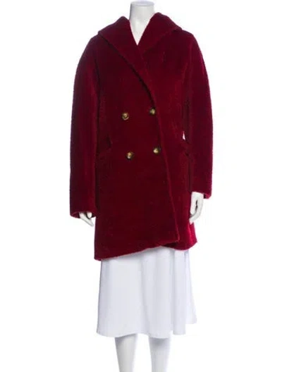 Pre-owned Max Mara Alpaca Faux Fur Coat In Red