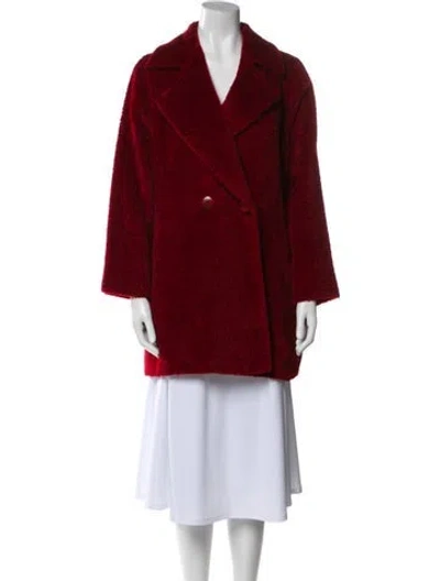 Pre-owned Max Mara Alpaca Faux Fur Coat In Red
