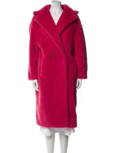 Pre-owned Max Mara Alpaca Faux Fur Coat In Red
