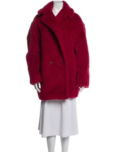 Pre-owned Max Mara Alpaca Faux Fur Coat In Red