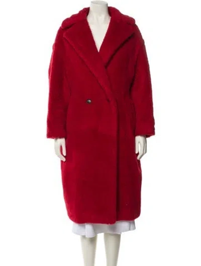 Pre-owned Max Mara Alpaca Faux Fur Coat In Red