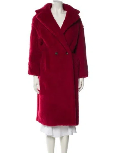 Pre-owned Max Mara Alpaca Faux Fur Coat In Red