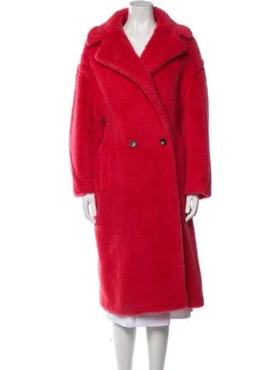 Pre-owned Max Mara Alpaca Faux Fur Coat In Red