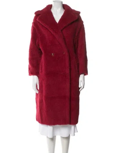 Pre-owned Max Mara Alpaca Faux Fur Coat In Red