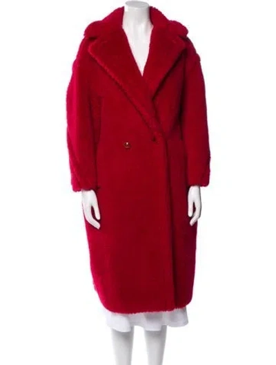 Pre-owned Max Mara Alpaca Faux Fur Coat In Red