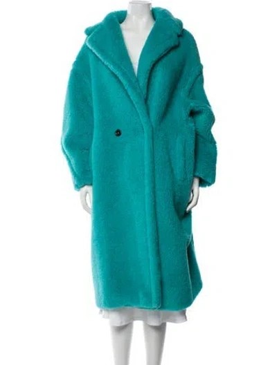 Pre-owned Max Mara Alpaca Faux Fur Coat W/ Tags In Blue
