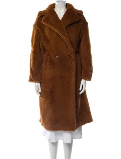 Pre-owned Max Mara Alpaca Faux Fur Coat W/ Tags In Brown