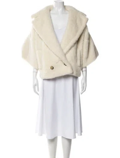 Pre-owned Max Mara Alpaca Faux Fur Coat W/ Tags In Neutral