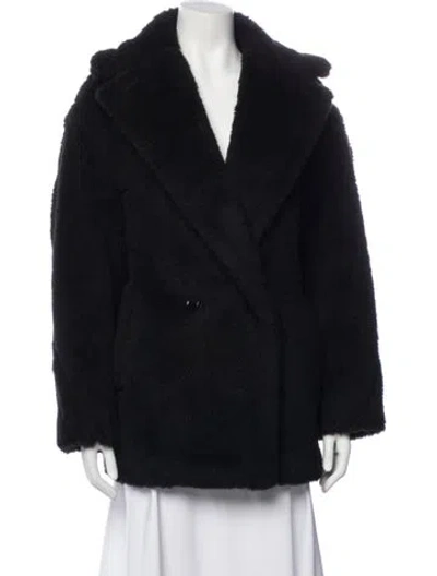 Pre-owned Max Mara Alpaca Faux Fur Jacket In Blue