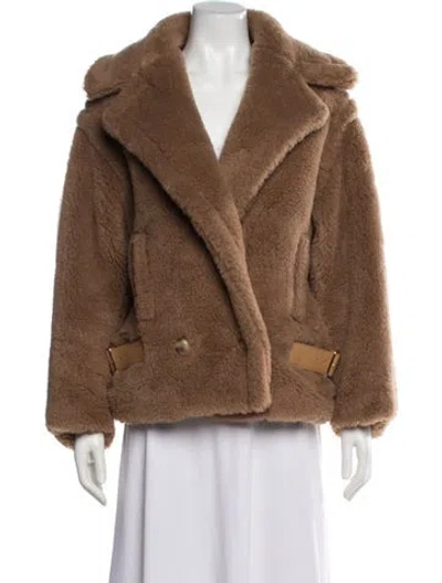 Pre-owned Max Mara Alpaca Faux Fur Jacket In Brown