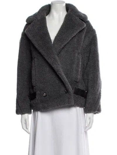 Pre-owned Max Mara Alpaca Faux Fur Jacket In Gray