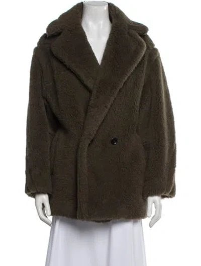 Pre-owned Max Mara Alpaca Faux Fur Jacket In Green