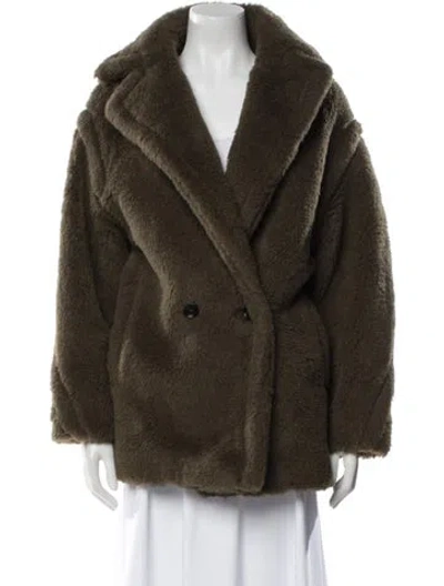 Pre-owned Max Mara Alpaca Faux Fur Jacket In Green