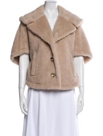 Pre-owned Max Mara Alpaca Faux Fur Jacket In Neutral