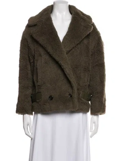Pre-owned Max Mara Alpaca Faux Fur Jacket W/ Tags In Green