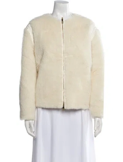Pre-owned Max Mara Alpaca Faux Fur Jacket W/ Tags In Neutral