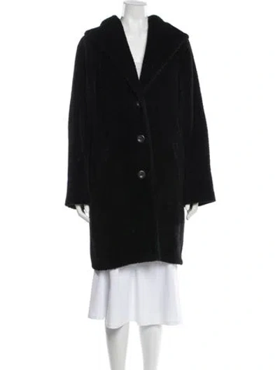 Pre-owned Max Mara Alpaca Fur Coat In Black