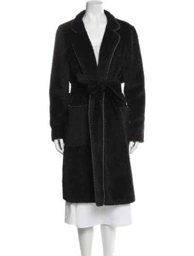 Pre-owned Max Mara Alpaca Fur Coat In Blue