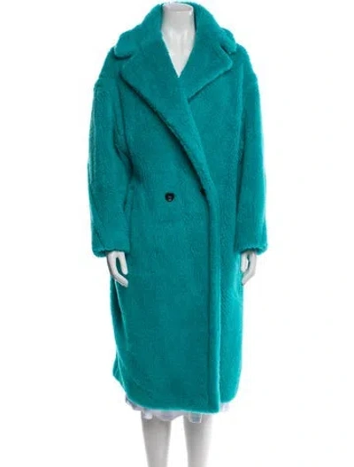 Pre-owned Max Mara Alpaca Fur Coat In Blue