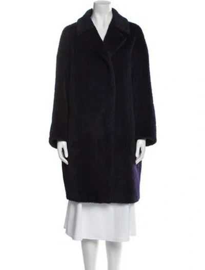 Pre-owned Max Mara Alpaca Fur Coat In Blue