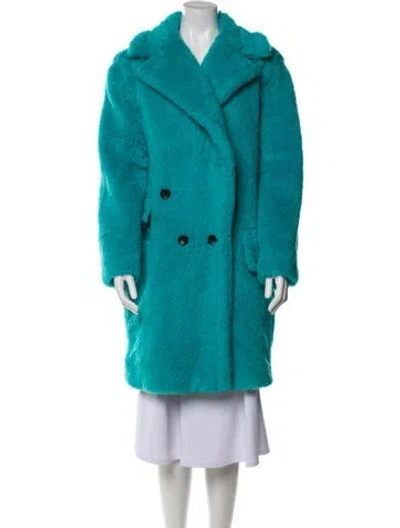 Pre-owned Max Mara Alpaca Fur Coat In Blue
