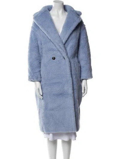 Pre-owned Max Mara Alpaca Fur Coat In Blue