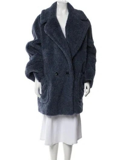 Pre-owned Max Mara Alpaca Fur Coat In Blue
