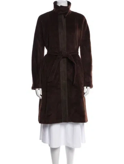 Pre-owned Max Mara Alpaca Fur Coat In Brown