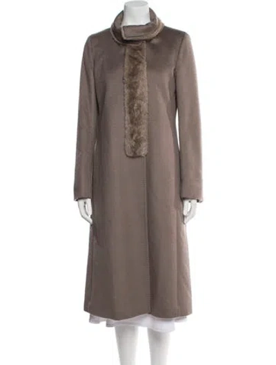 Pre-owned Max Mara Alpaca Fur Coat In Brown
