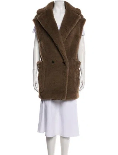Pre-owned Max Mara Alpaca Fur Coat In Brown