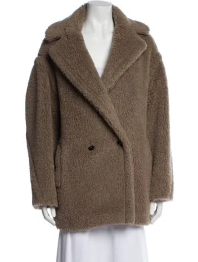 Pre-owned Max Mara Alpaca Fur Coat In Brown