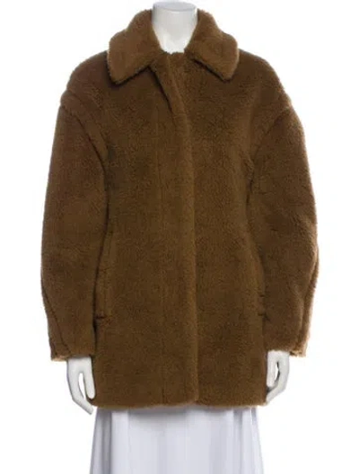 Pre-owned Max Mara Alpaca Fur Coat In Brown