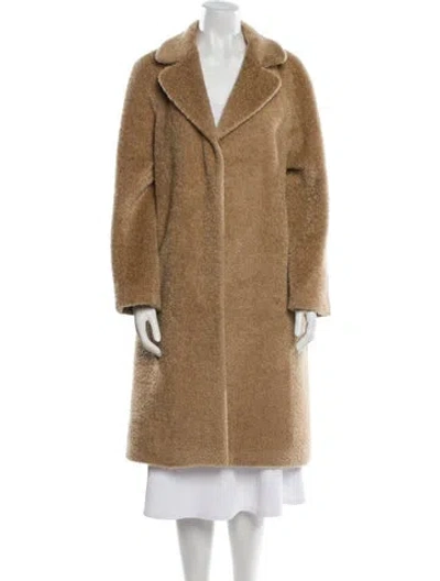 Pre-owned Max Mara Alpaca Fur Coat In Neutral