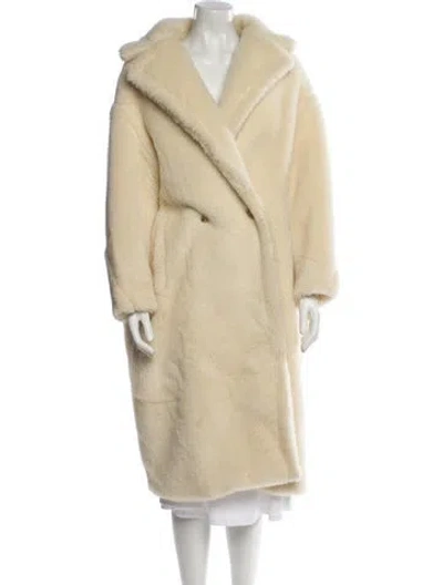 Pre-owned Max Mara Alpaca Fur Coat In Neutral