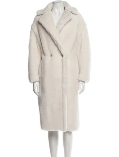 Pre-owned Max Mara Alpaca Fur Coat In Neutral