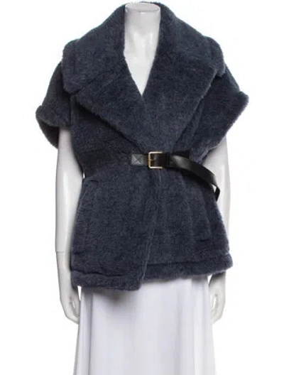 Pre-owned Max Mara Alpaca Fur Jacket In Blue