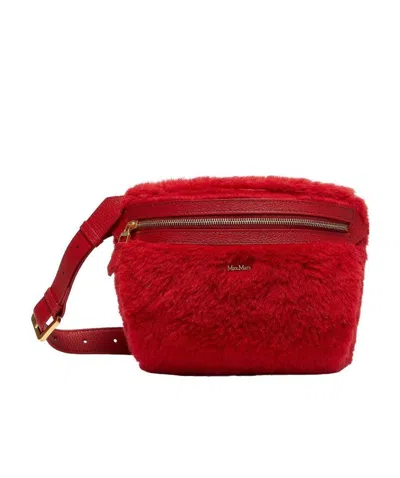 Max Mara Alpaca Hair And Silk Waist Bag In Red