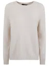 Max Mara Alpaca Knit Sweater With Classic Crew Neckline In Neutral