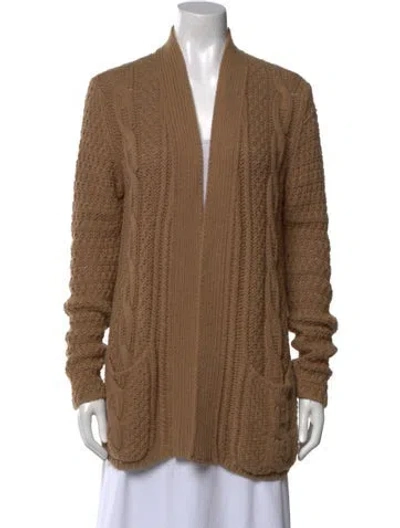 Pre-owned Max Mara Alpaca Open Front Sweater In Brown