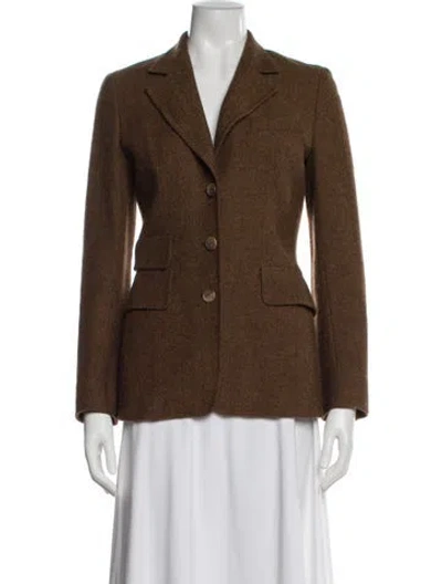 Pre-owned Max Mara Alpaca Plaid Print Blazer In Brown