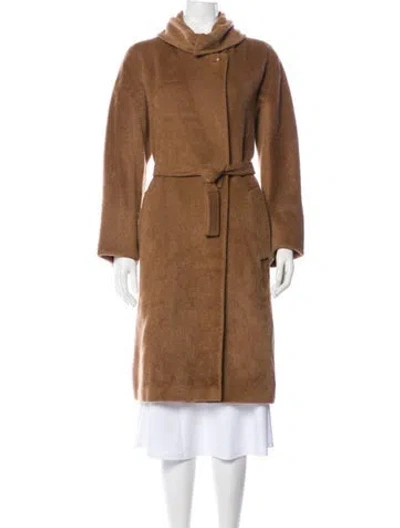 Pre-owned Max Mara Alpaca Trench Coat In Brown
