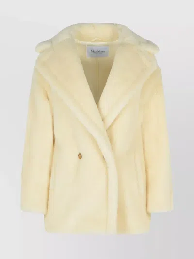 Max Mara Alpaca Virgin Wool Double Breasted Jacket In Brown