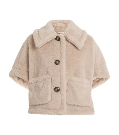 Max Mara Newtzero Virgin Wool-blend Cape In Beige
